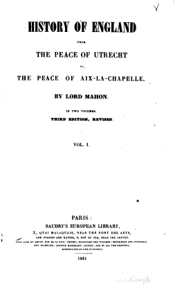 History of England By Lord Mahon